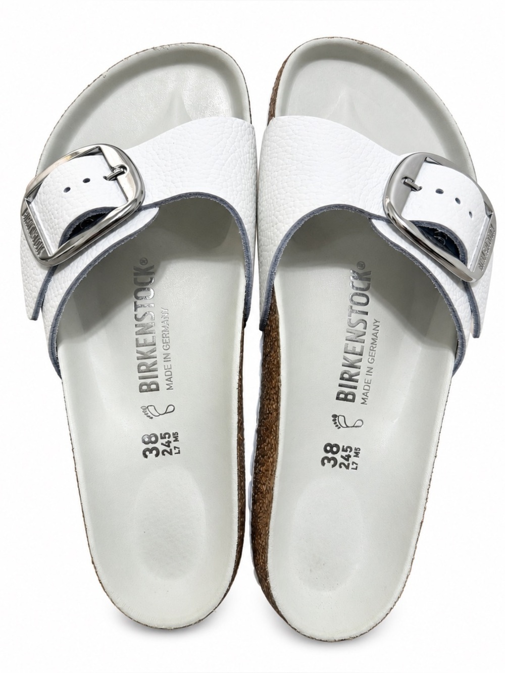 🦋 Birkenstock| Madrid Big Buckle White Leather Sandals EU 38 US 7–7.5